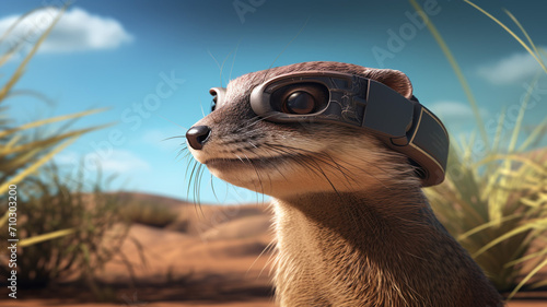 VR Wearing Mongoose in a Digital Savannah Outsmarting