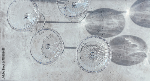 Wallpaper Mural Various empty glasses on table in restaurant Torontodigital.ca