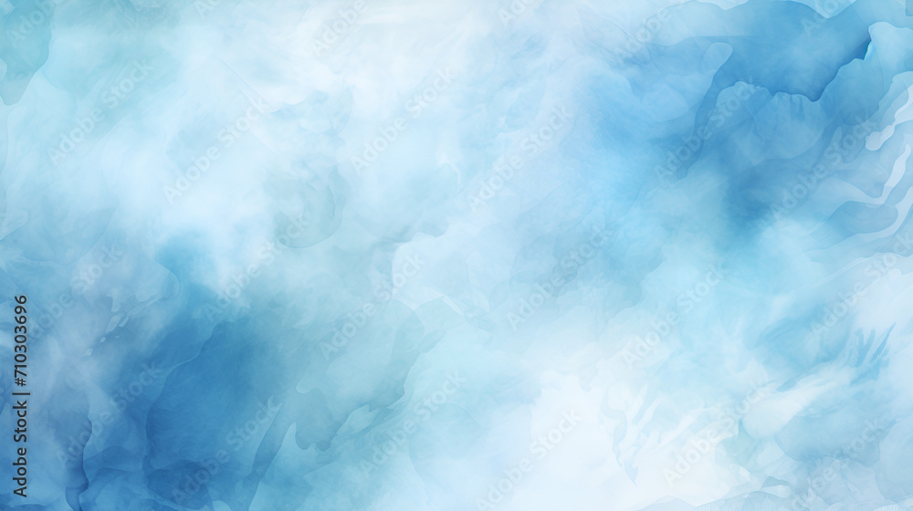 Natural and cloudy fresh blue sky background, shiny and soft sky blue watercolor texture on withe background ai generative