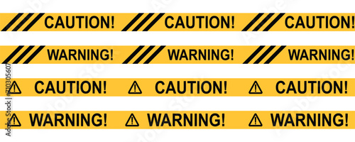 caution warning tape for construction site, road, hazard area, banner image with transparent background. photo