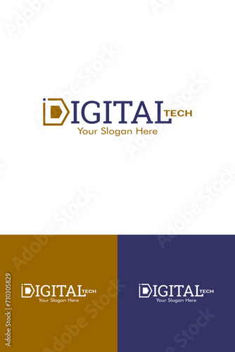 Digital tech logo in vector, hand-drawn logo