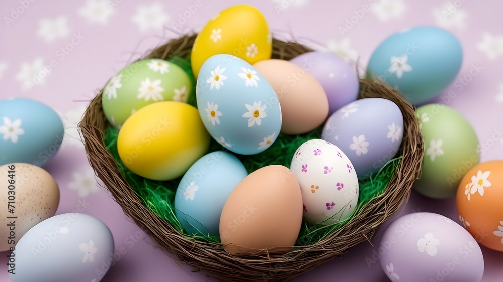 easter eggs in a basket easter eggs in a basket