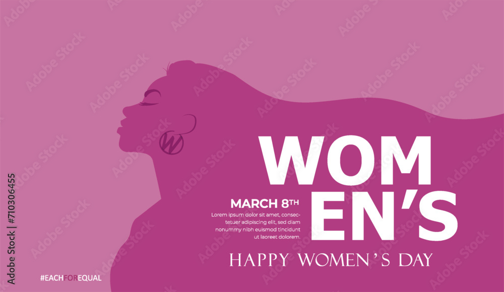 8 March, Happy International Women's Day, Women's History Month banner. Vector illustration. 8 March, Happy International Women's Day, Women's History Month banner. Vector illustration.