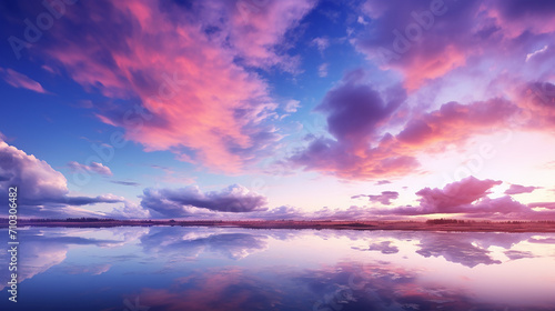 panoramic view of a pink and purple sky at sunset © Aura