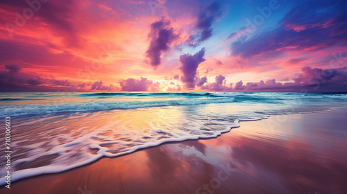 phuket beach sunset colorful cloudy twilight sky reflection © Aura
