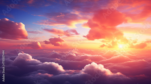 beautiful sunset sky with clouds background