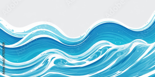 Abstract blue and white water ocean wave and curved line background. Blue wave with liquid fluid ocean texture. Ocean wave banner background.