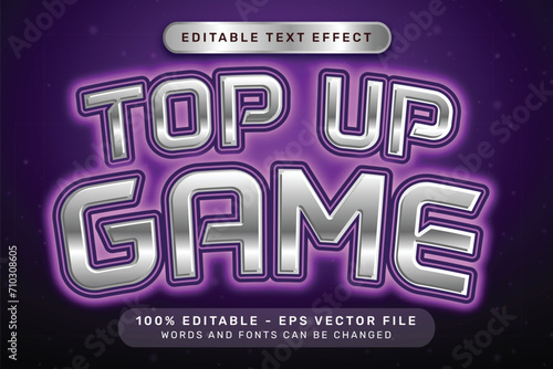 top up game effect and editable text effect with light neon color