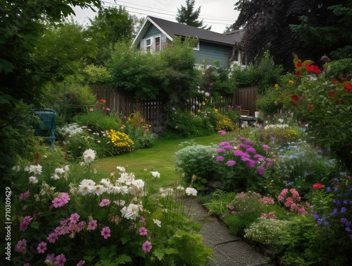 garden with flowers，old house in the garden, villa design, country style villa, old house in the english garden, english garden