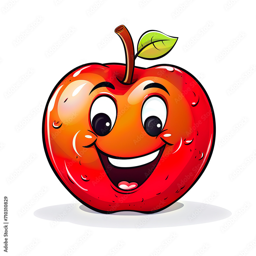 Obraz premium LIne art drawing sheet of red apple