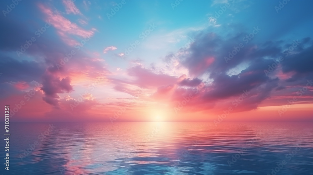 beautiful blurred sunset sky and ocean nature background