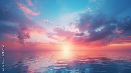 beautiful blurred sunset sky and ocean nature background © Aura