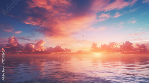 blurred sunset sky and ocean nature background