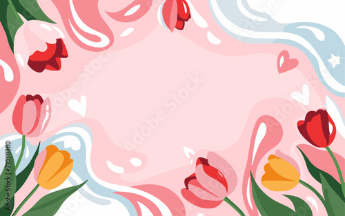 Abstract tulip background poster. Good for fashion fabrics  postcards  email header  wallpaper  banner  events  covers  advertising  and more. Valentine s day  women s day  mother s day background.