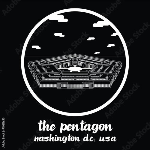 Circle Icon The Pentagon. vector illustration