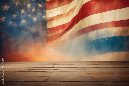 Rustic Patriotic Americana Wall for Wallpaper or Background Generative AI.