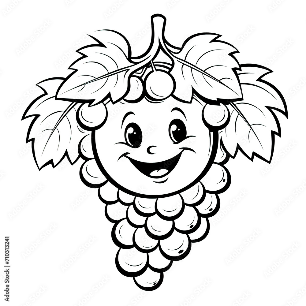Smiling grapes cartoon charcter coloring sheet Smiling grapes cartoon charcter coloring sheet