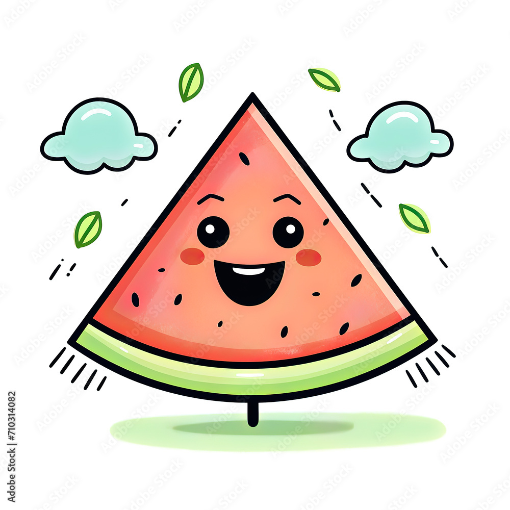 A happy watermelon cartoon character drawing sheet A happy watermelon cartoon character drawing sheet