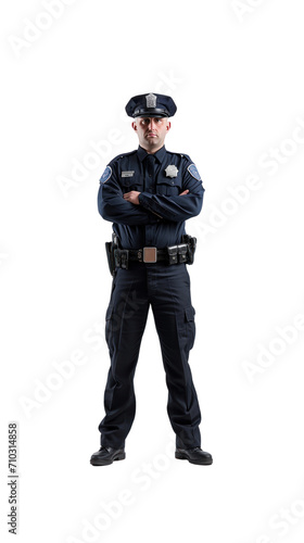 Policeman standing full length, isolated on a transparent background.PNG