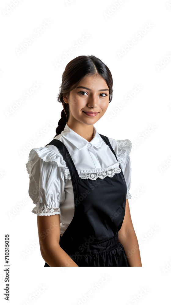 Hotel housekeeper, standing, full length, isolated on transparent background, PNG Hotel housekeeper, standing, full length, isolated on transparent background, PNG