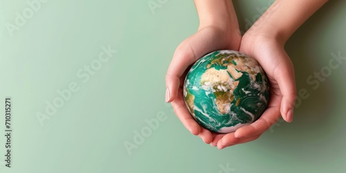 Earth globe in woman's hands. World Environment day