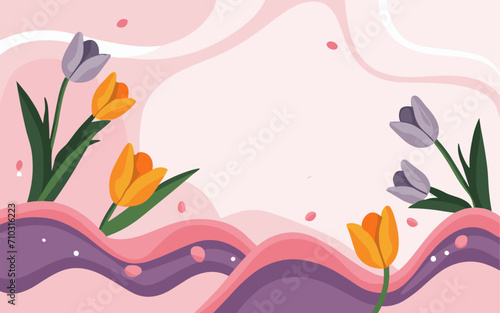 Abstract tulip background poster. Good for fashion fabrics  postcards  email header  wallpaper  banner  events  covers  advertising  and more. Valentine s day  women s day  mother s day background.