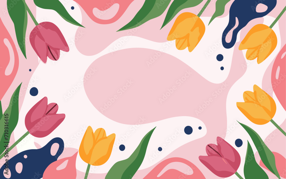 Abstract tulip background poster. Good for fashion fabrics, postcards, email header, wallpaper, banner, events, covers, advertising, and more. Valentine's day, women's day, mother's day background.