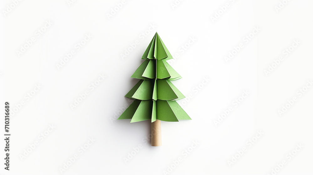 christmas tree made of paper isolated on white. christmas tree made of paper isolated on white.