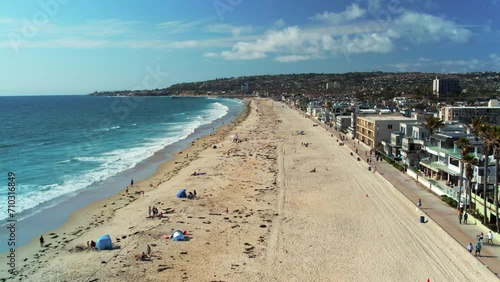 Aerial Shot of Coastline in Mission Beach, San Diego, California photo