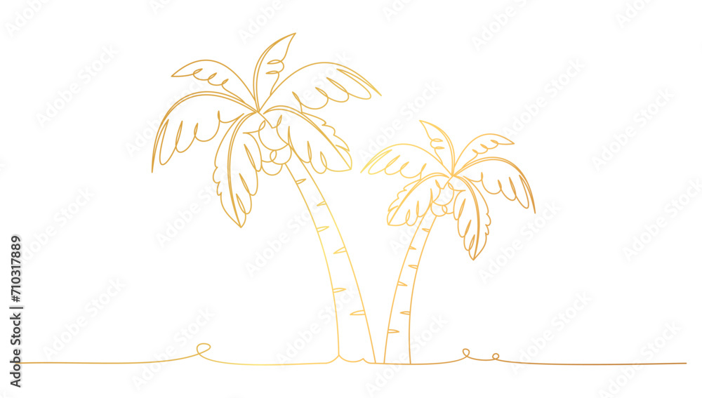 Obraz premium Coconut Tree line art style, Element Summer vector eps10
