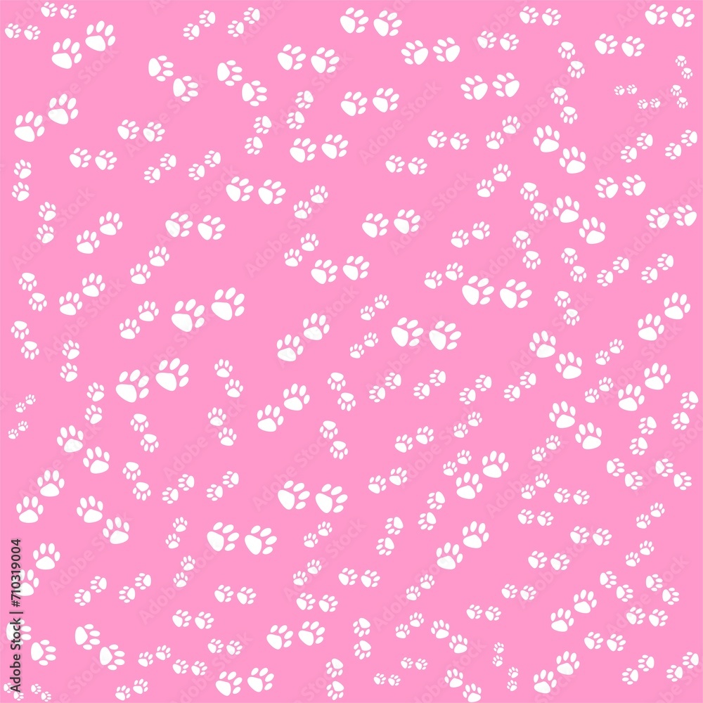 Paw pet seamless pattern, dog or cat footprint texture, animal background, stamp repeat, foot track wallpaper. Repeated marks pet texture for design prints. Repeat modern pink backdrop. Groomer Paw pet seamless pattern, dog or cat footprint texture, animal background, stamp repeat, foot track wallpaper. Repeated marks pet texture for design prints. Repeat modern pink backdrop. Groomer