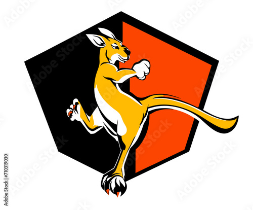 A kangaroo boxing with its hind legs vektor icon illustation photo