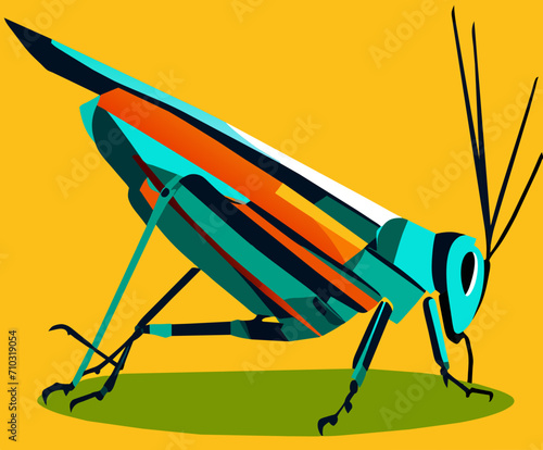 A grasshopper jumping high vektor icon illustation