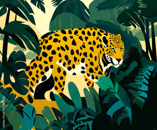 A jaguar stalking its prey vektor icon illustation