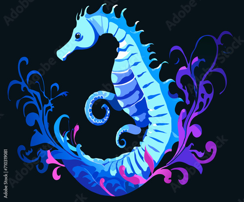 A seahorse giving birth vektor icon illustation