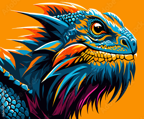 A bearded dragon puffing up its beard vektor icon illustation