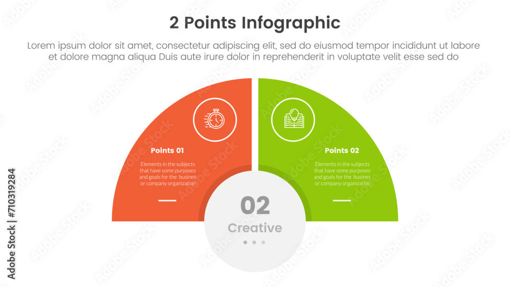 versus or compare and comparison concept for infographic template banner with half circle slice balance opposite with two point list information versus or compare and comparison concept for infographic template banner with half circle slice balance opposite with two point list information