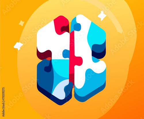 A medical cross made of interconnected puzzle pieces vektor icon illustation