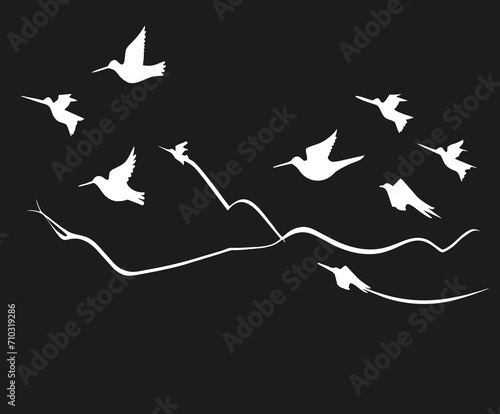 A heartbeat line with birds taking flight vektor icon illustation