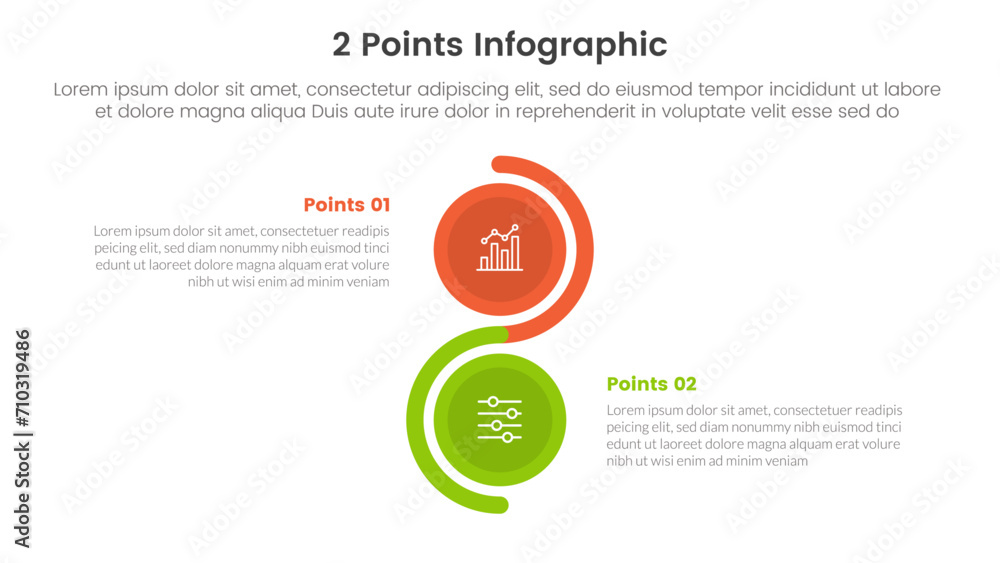 versus or compare and comparison concept for infographic template banner with vertical circle stack wave with two point list information