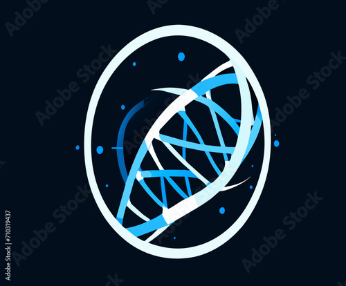 DNA helix in a circular frame vektor icon illustation