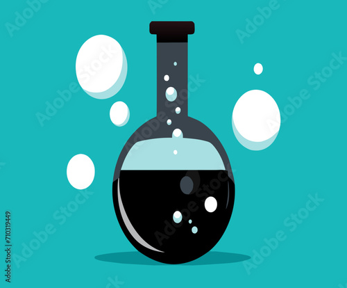 Flask with bubbles rising vektor icon illustation