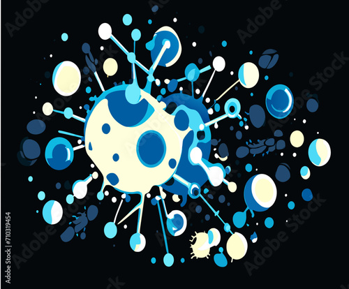 Microscope view of bacteria vektor icon illustation