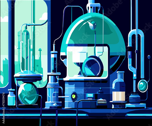 Lab equipment in a futuristic style vektor icon illustation