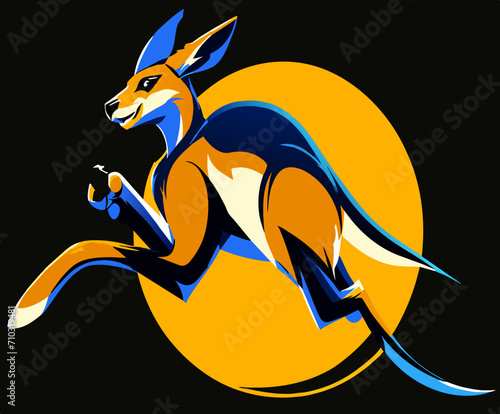 A kangaroo hopping energetically vektor icon illustation photo