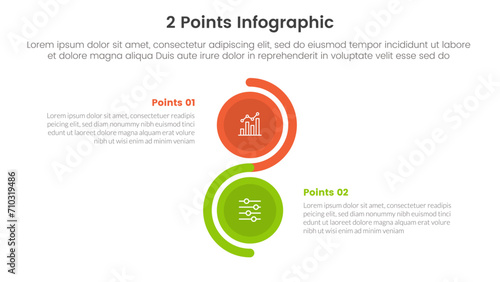 versus or compare and comparison concept for infographic template banner with vertical circle stack wave with two point list information