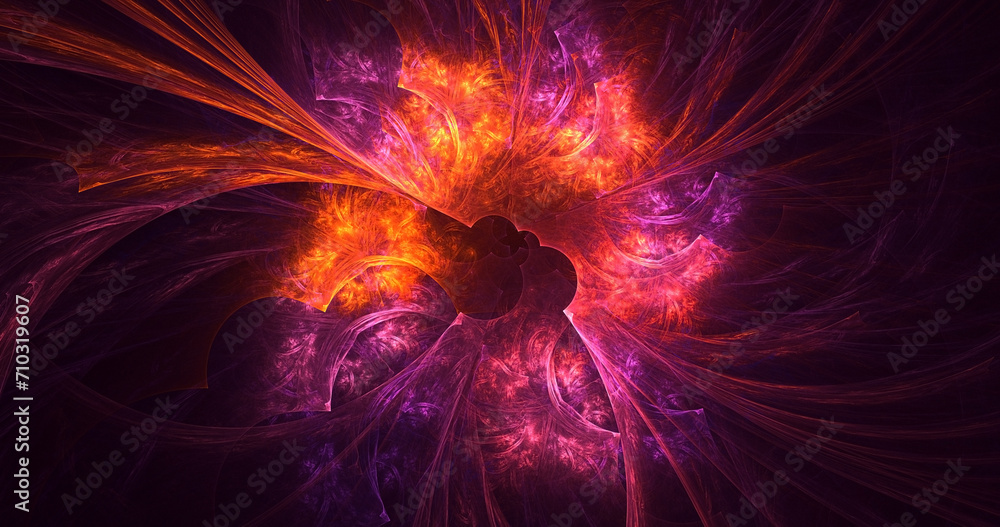 Naklejka premium 3D manual rendering abstract fractal electromagnetic background 