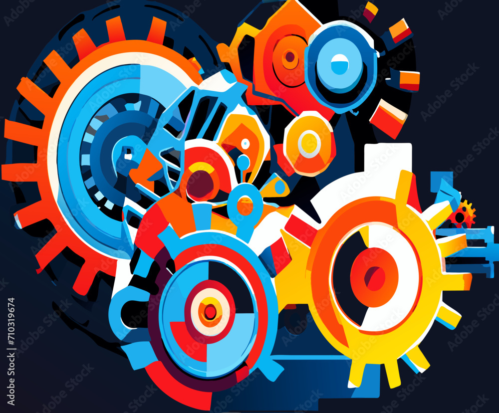 Obraz premium Mechanical clockwork gears vektor icon illustation