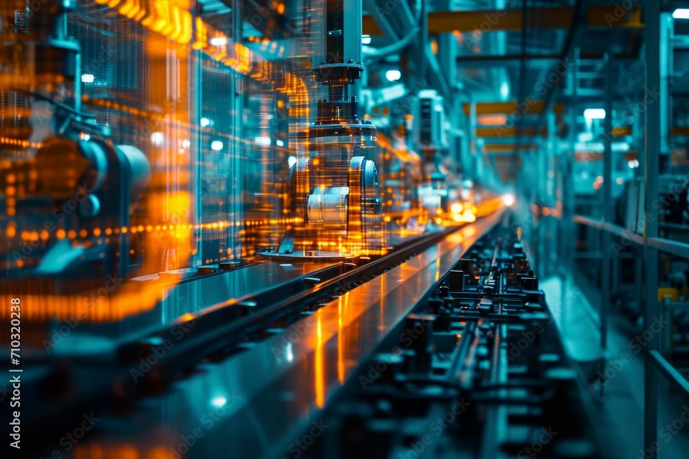 Double exposure of a robotic assembly line and digital data streams Double exposure of a robotic assembly line and digital data streams