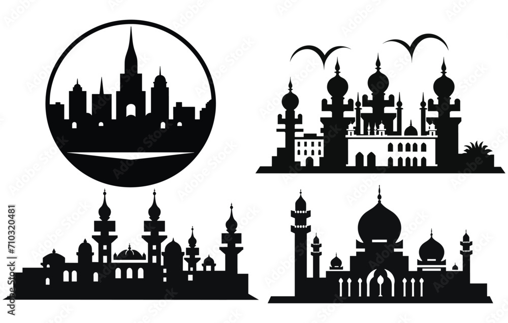 Hyderabad India city Silhouette, Hyderabad vector silhouette set